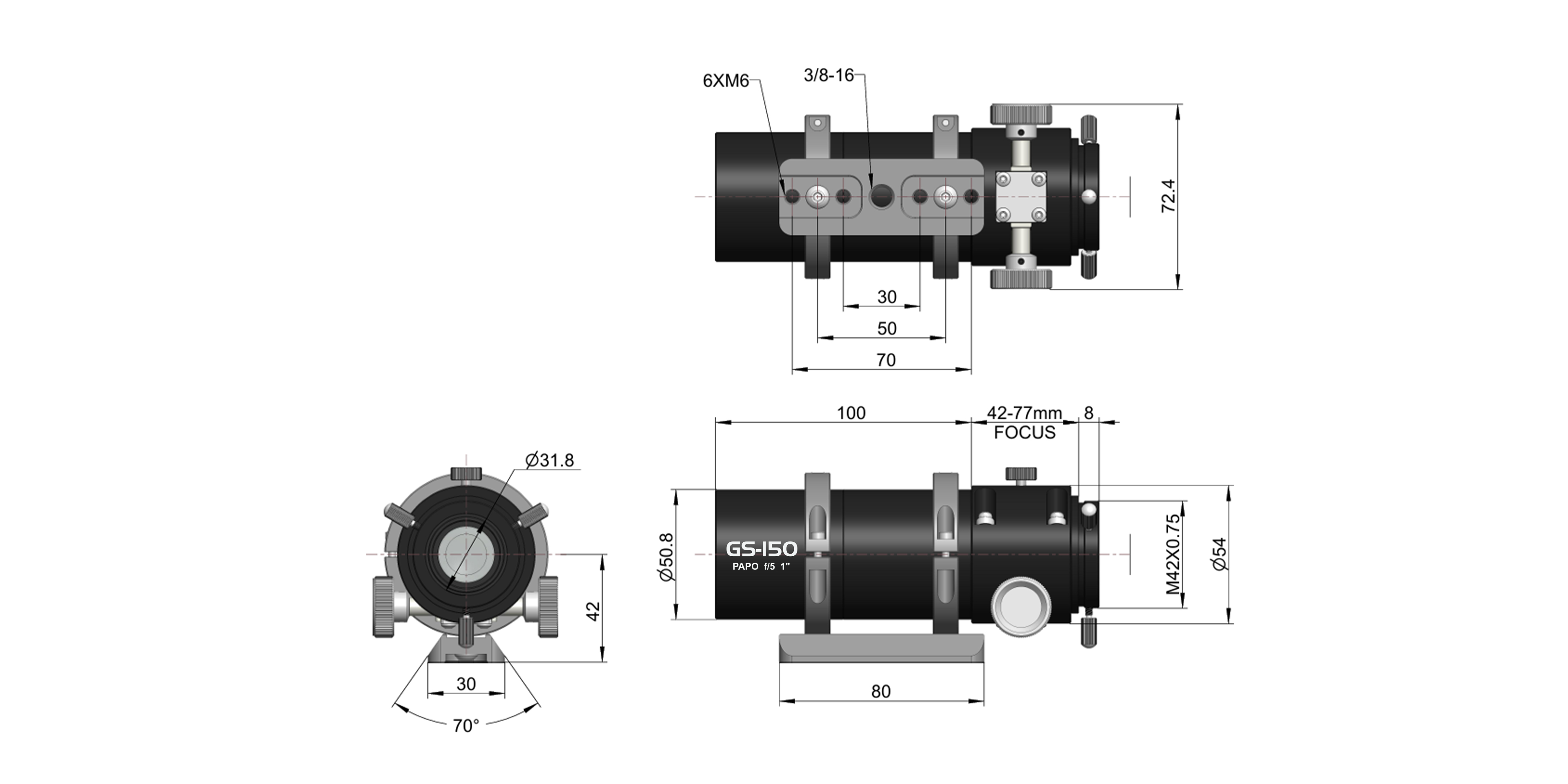 GS-150ACガイドスコープ外形寸法図