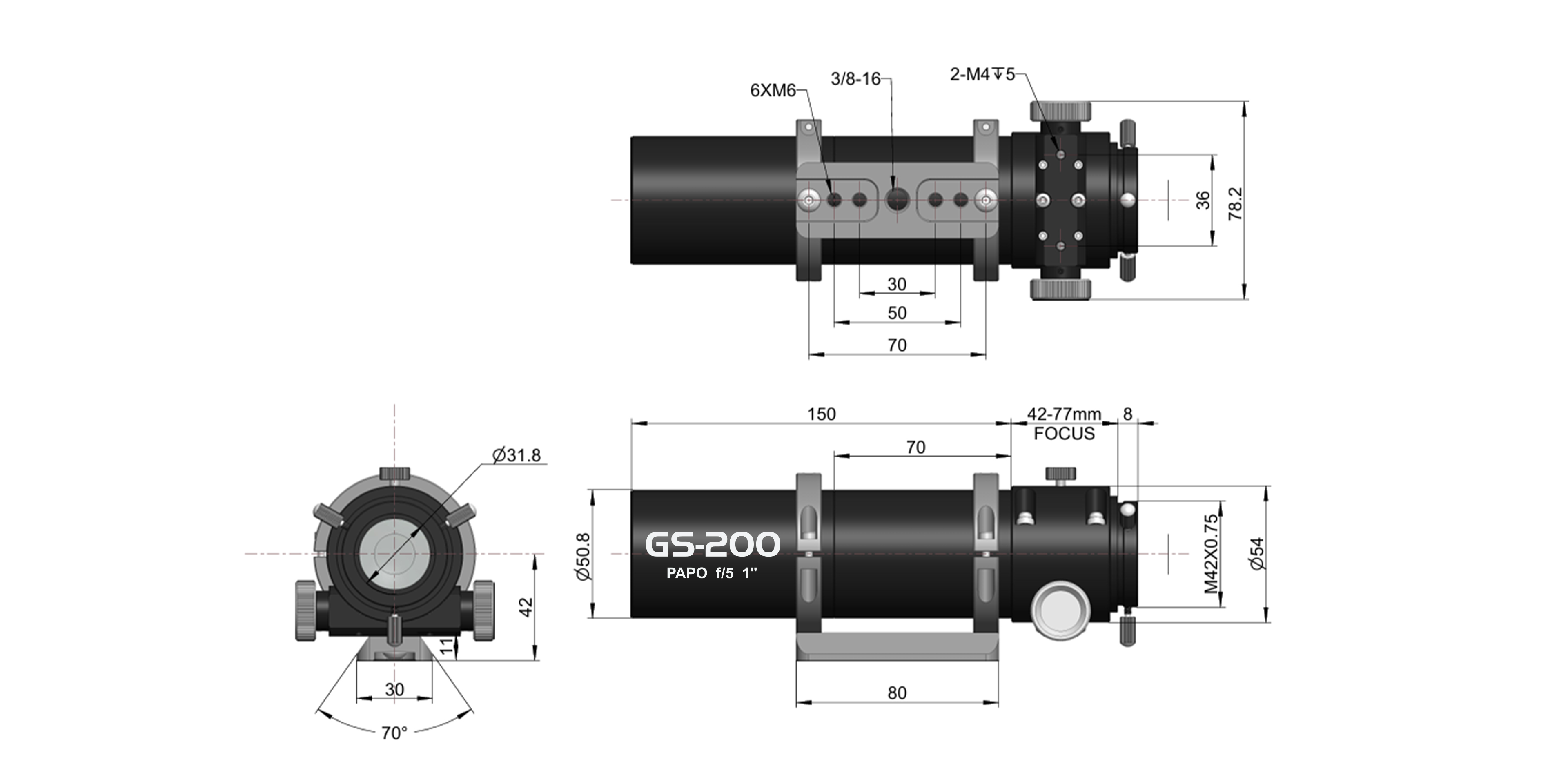 GS-200ARガイドスコープ外形寸法図